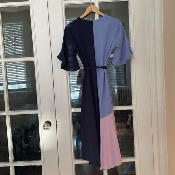 Anthropologie hutch contemporary abstract art color block wrap crepe dress - Picture 3 of 14